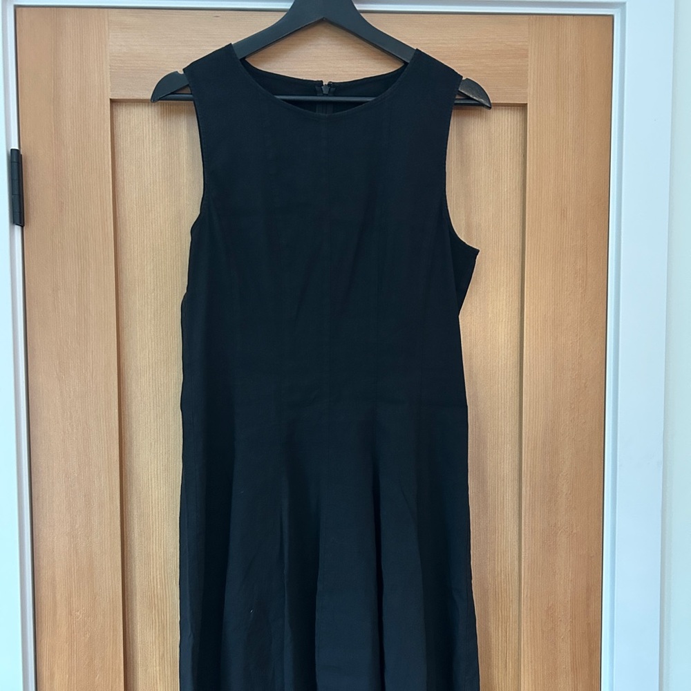 Pleated Linen-Blend Sleeveless Dress